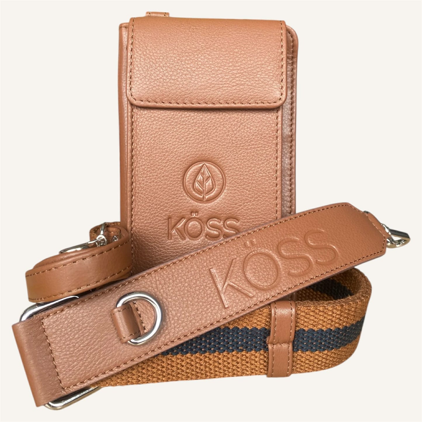 Sac élégance compact en cuir brun - Comprenant 2 sangles