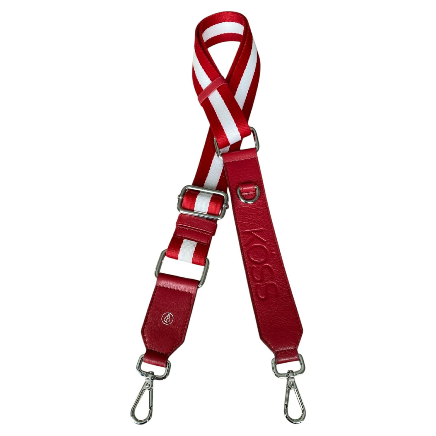 Bandoulière de luxe rouge et blanche - embouts de cuir larges rouge