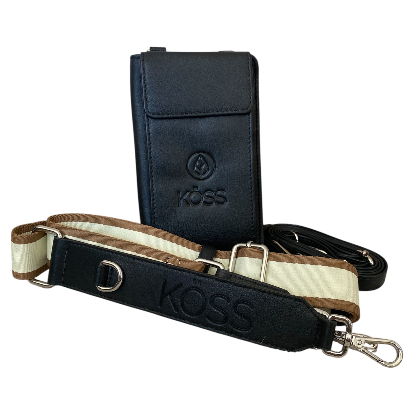 Sac Élégance Compact antivol en cuir - Noir (comprenant 2 sangles)