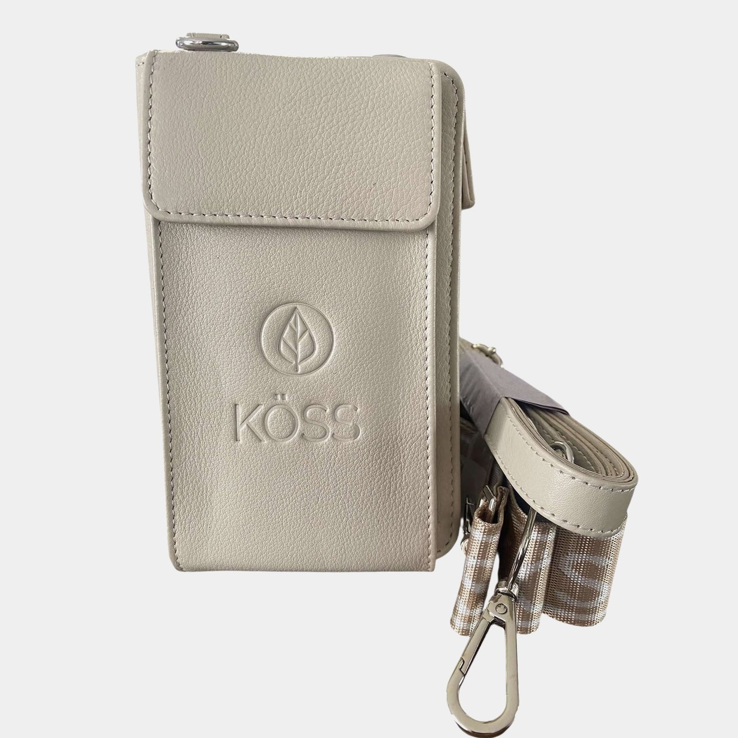 Sac Élégance Compact antivol en cuir - Beige (comprenant 2 sangles)