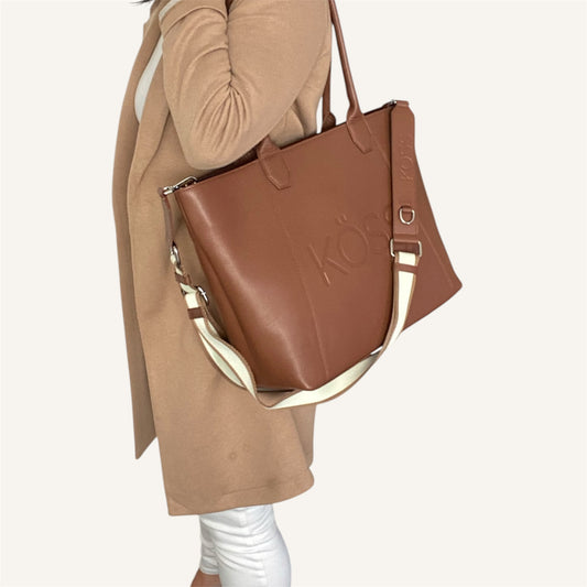 Tote bag en cuir pour ordinateur portable - brun