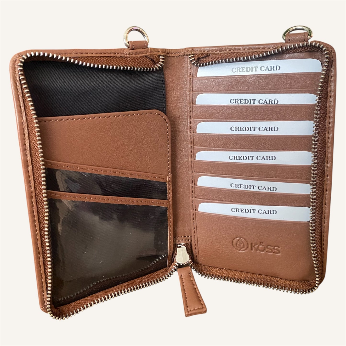 Sac élégance compact en cuir brun - Comprenant 2 sangles