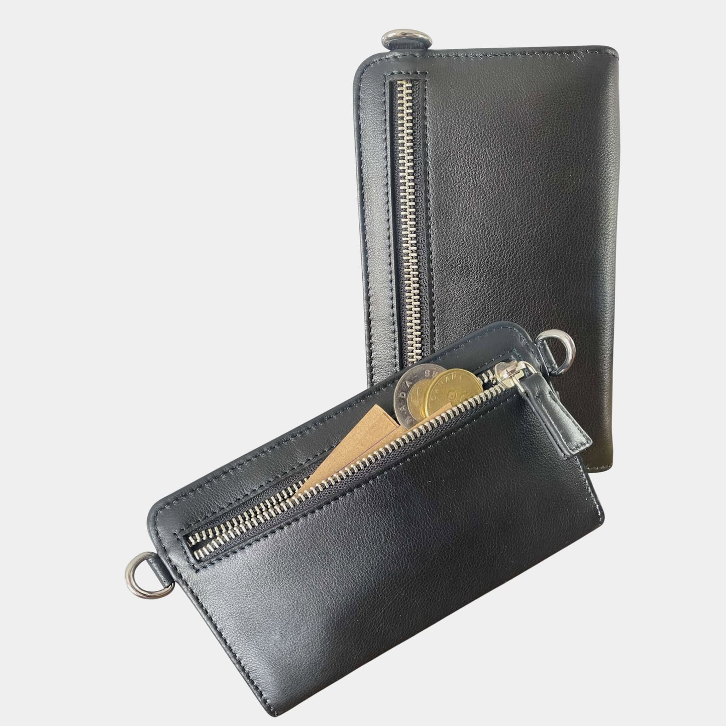 Sac Élégance Compact antivol en cuir - Noir (comprenant 2 sangles)