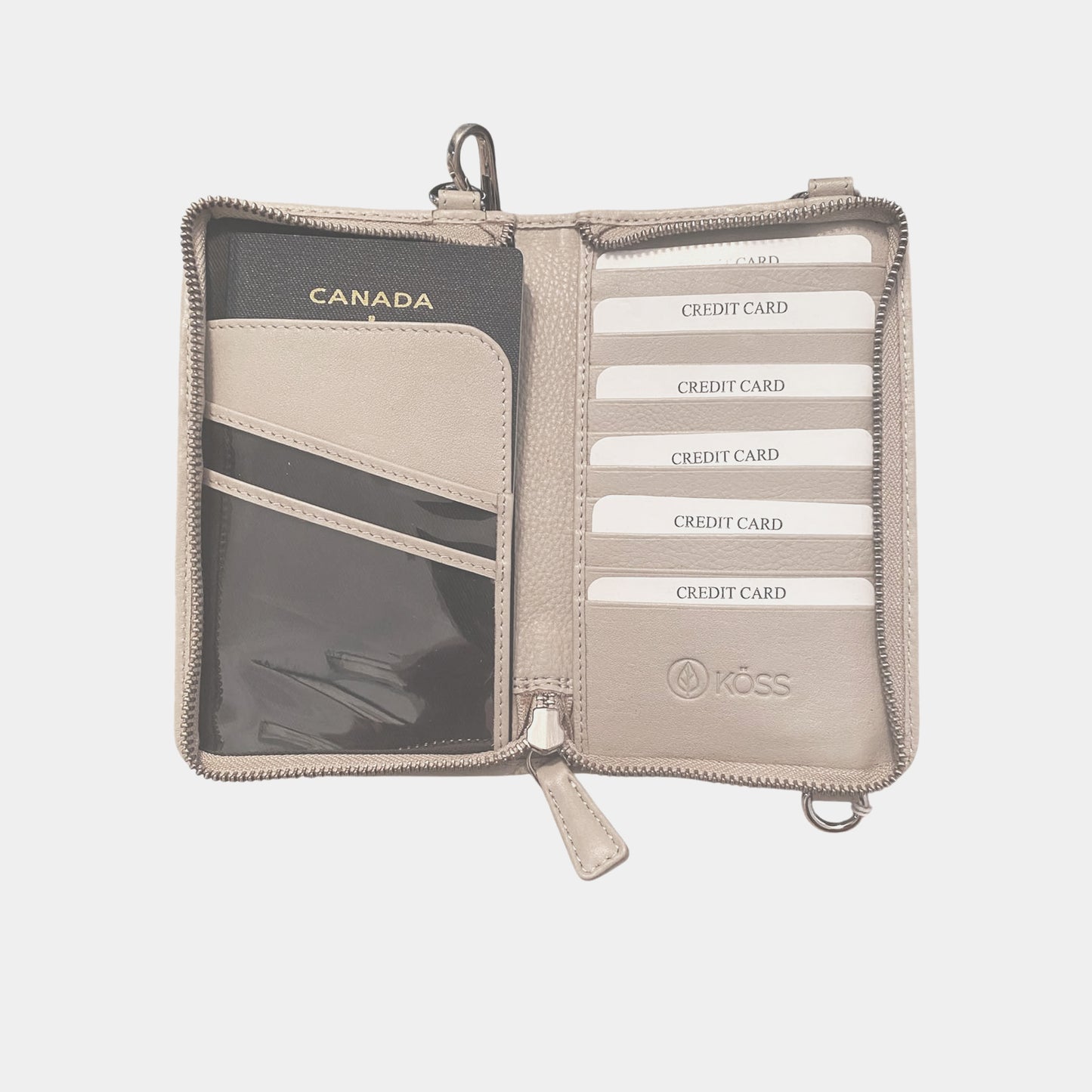 Sac Élégance Compact antivol en cuir - Beige (comprenant 2 sangles)