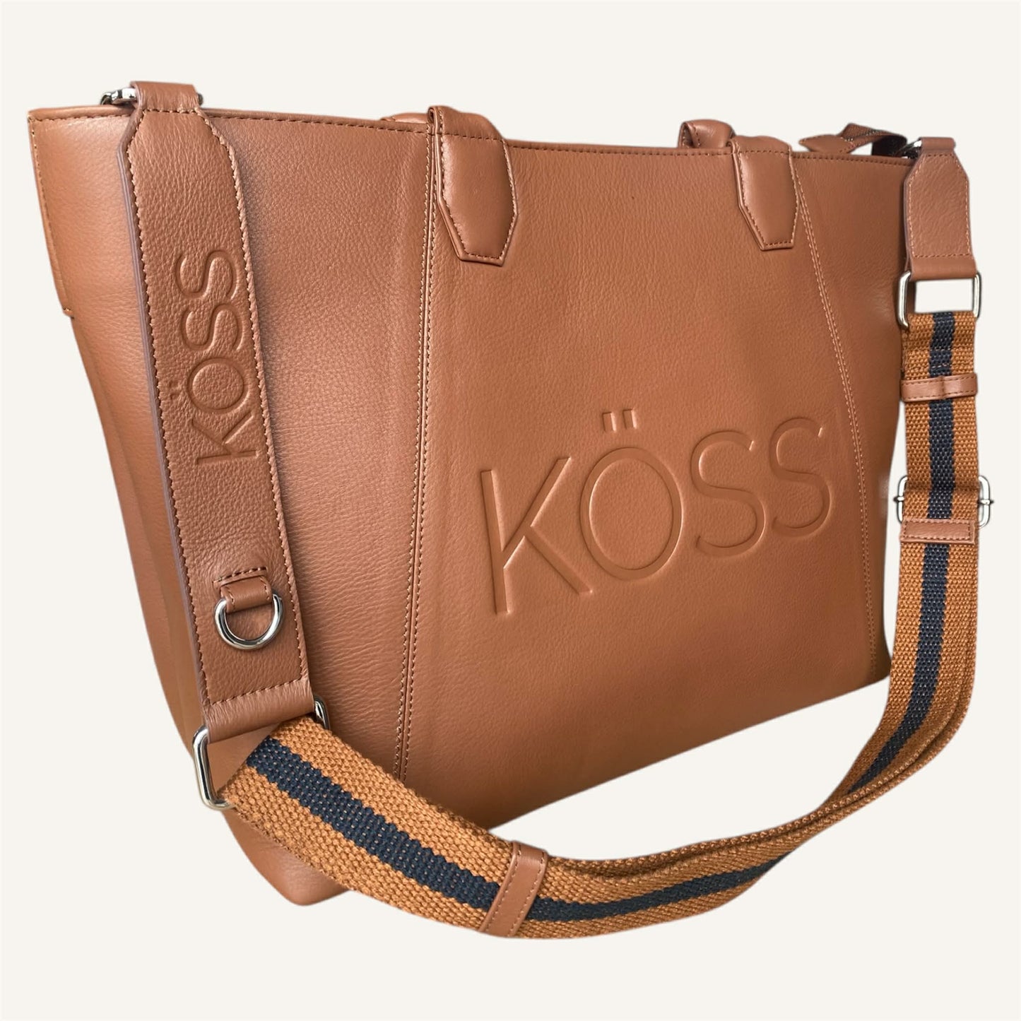 Tote bag en cuir pour ordinateur portable - brun