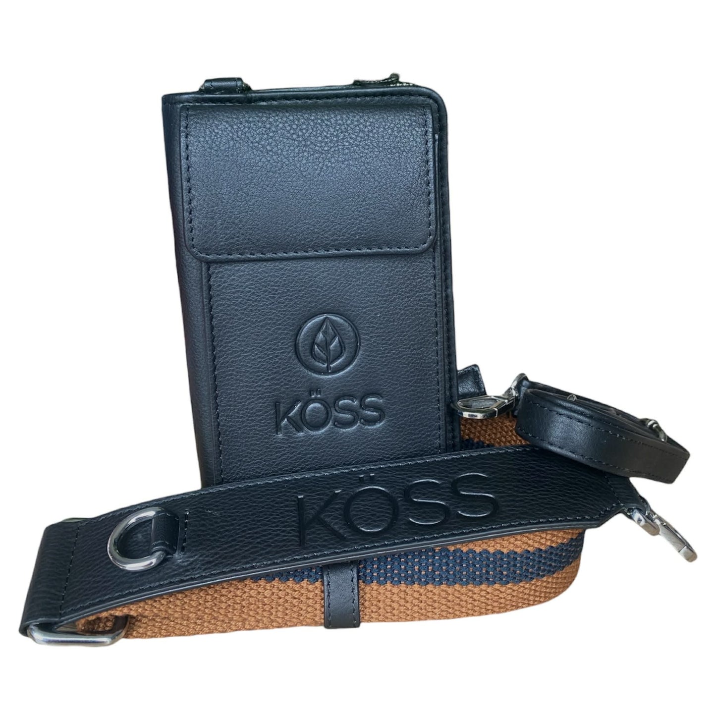 Sac Élégance Compact antivol en cuir - Noir (comprenant 2 sangles)