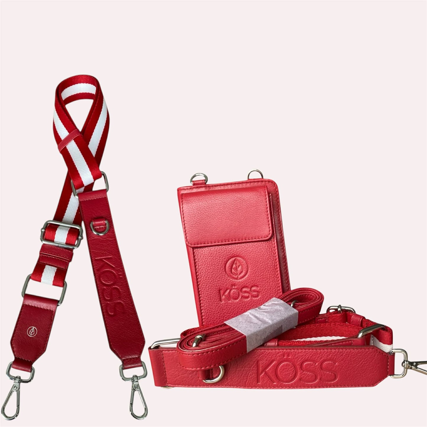 Sac Élégance Compact antivol en cuir - Rouge (comprenant 2 sangles)