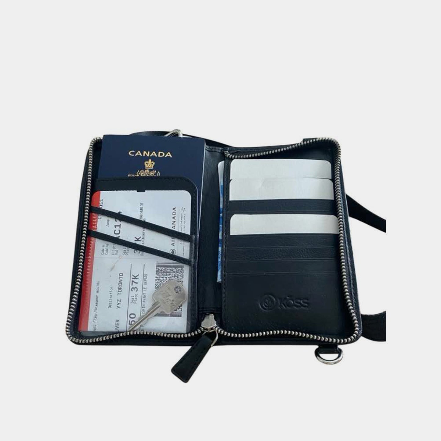 Sac Élégance Compact antivol en cuir - Noir (comprenant 2 sangles)