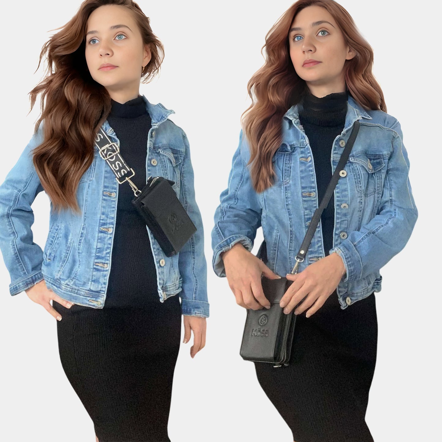 Sac Élégance Compact antivol en cuir - Noir (comprenant 2 sangles)
