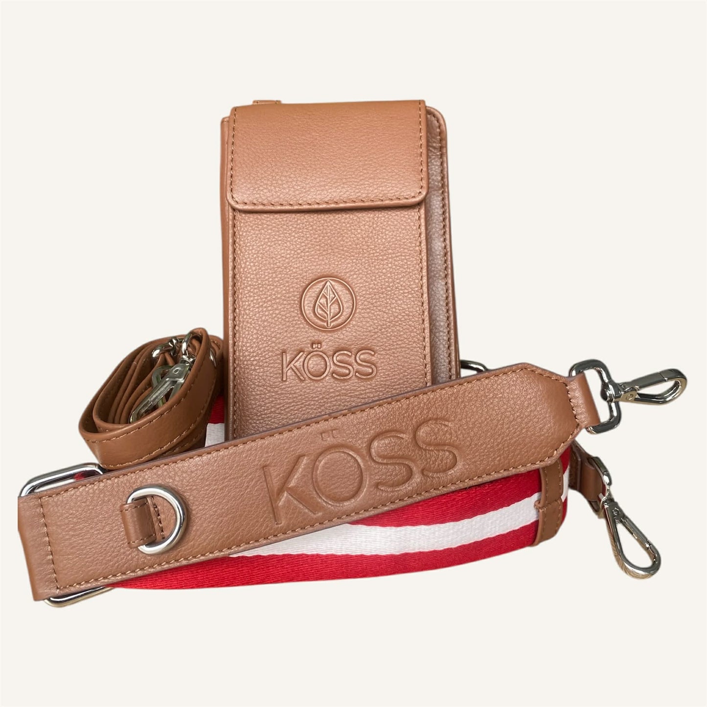 Sac élégance compact en cuir brun - Comprenant 2 sangles