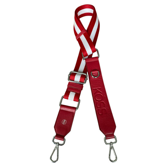 Bandoulière de luxe rouge et blanche - embouts de cuir larges rouge