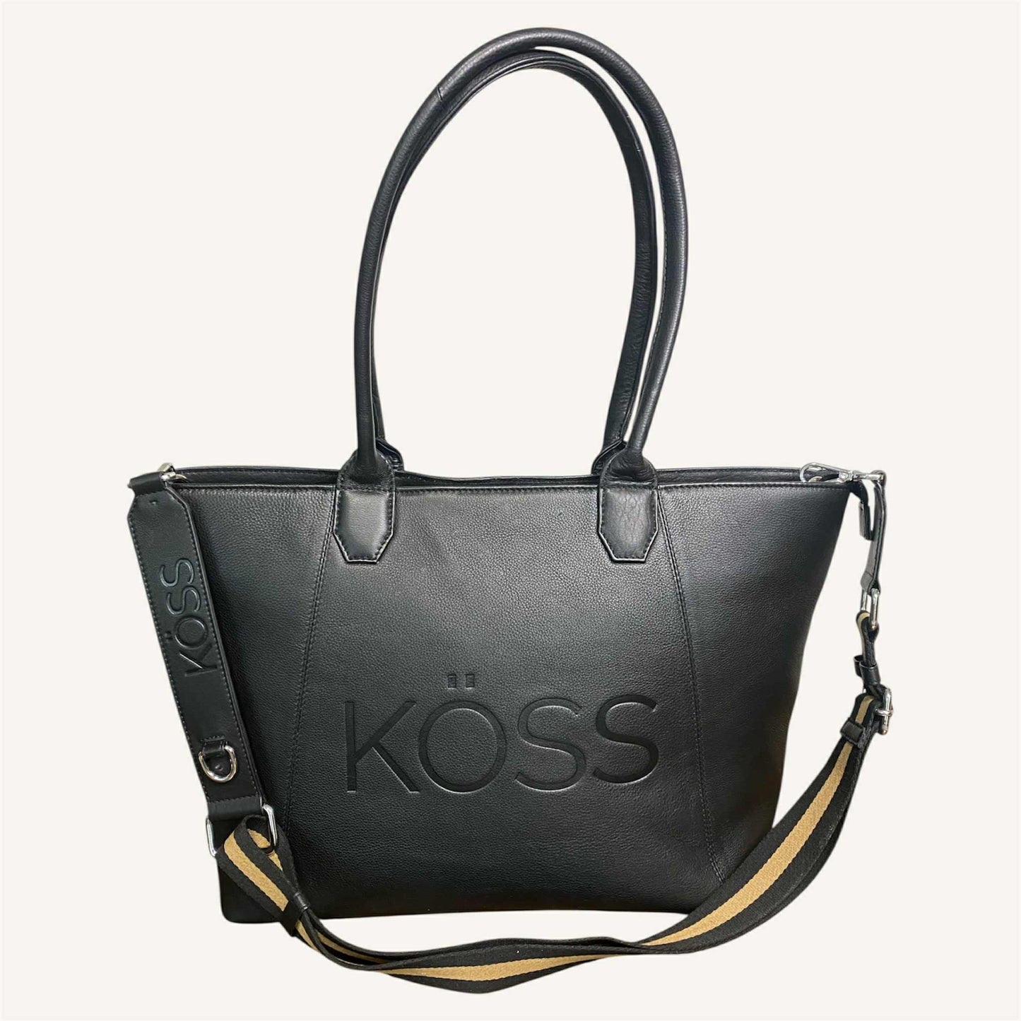 Tote bag en cuir pour ordinateur portable - Noir
