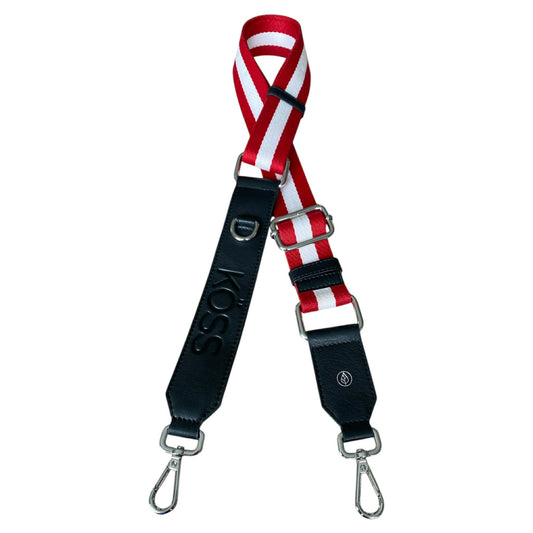 Bandoulière de luxe rouge et blanche - embouts de cuir larges noir