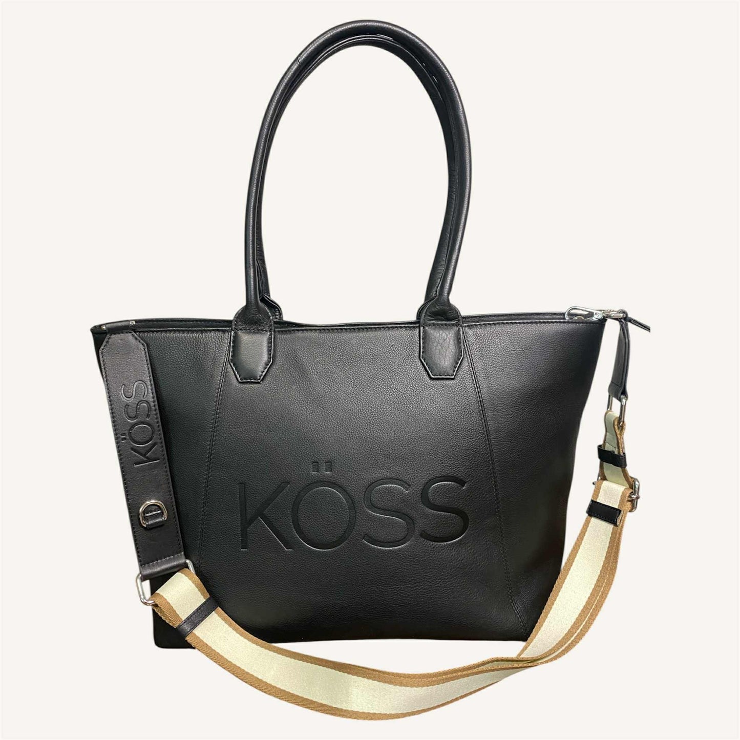 Tote bag en cuir pour ordinateur portable - Noir