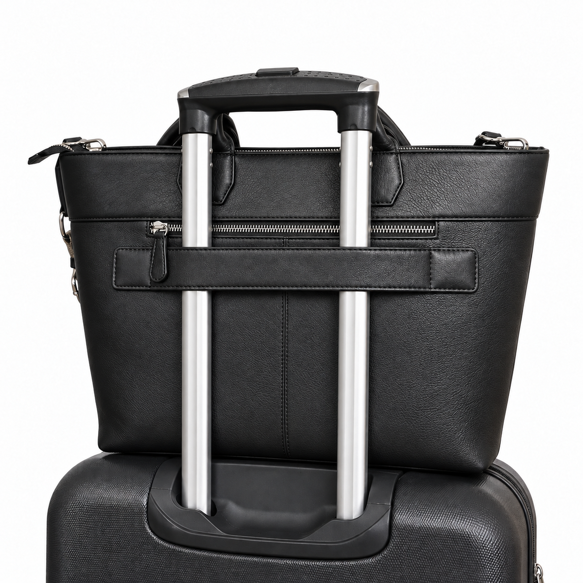 Tote bag en cuir pour ordinateur portable - Noir