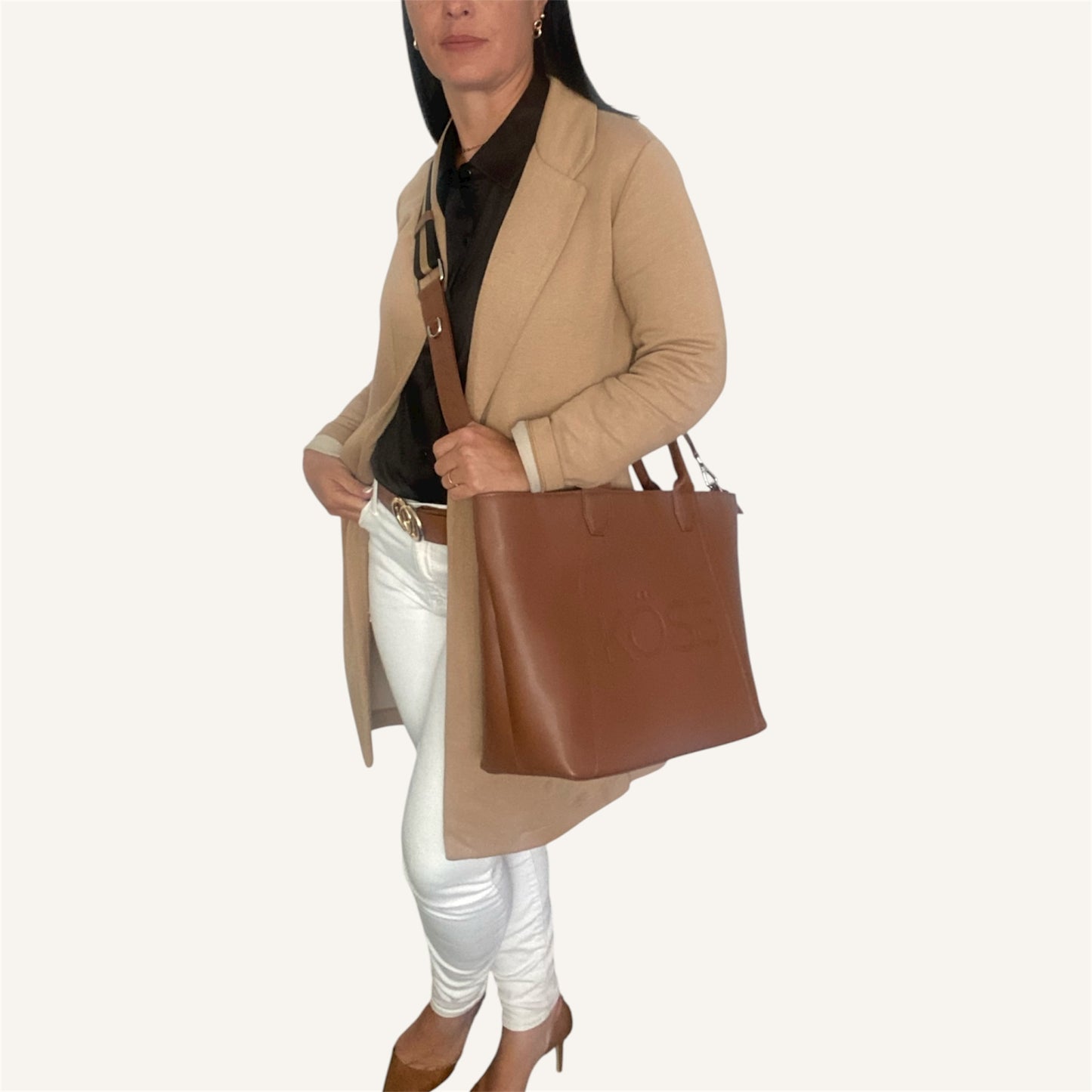 Tote bag en cuir pour ordinateur portable - brun