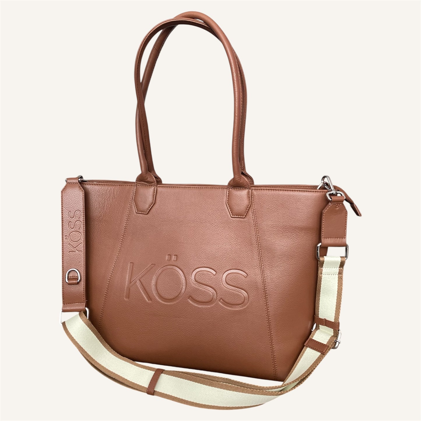 Tote bag en cuir pour ordinateur portable - brun