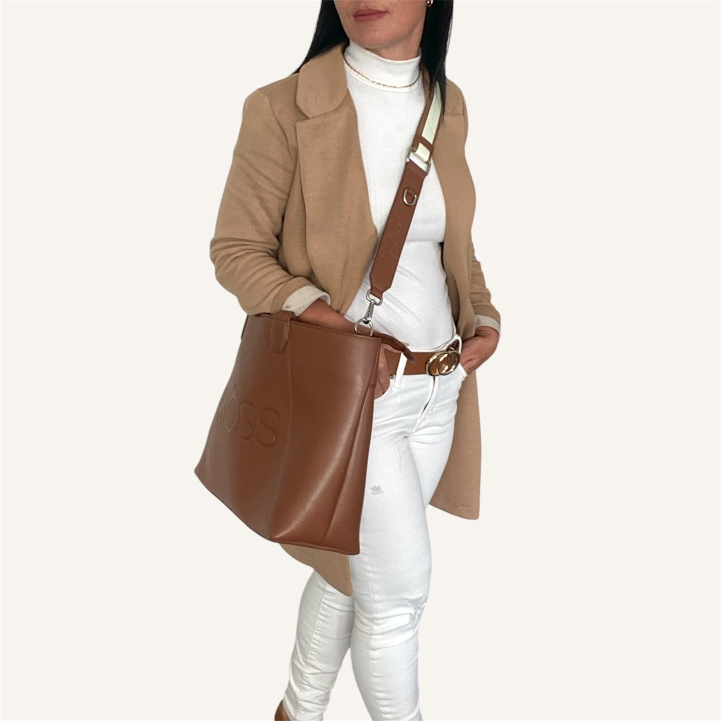 Tote bag en cuir pour ordinateur portable - brun