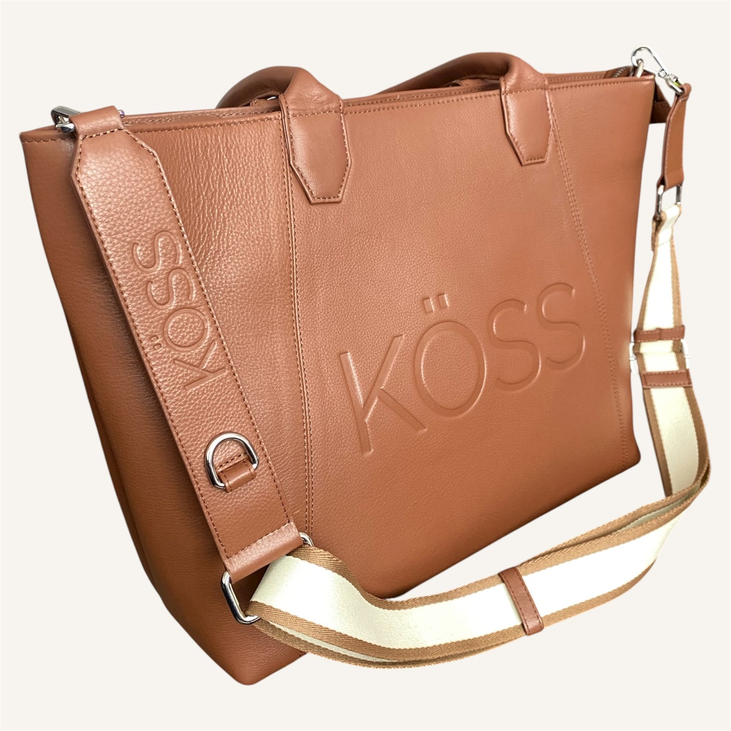 Tote bag en cuir pour ordinateur portable - brun