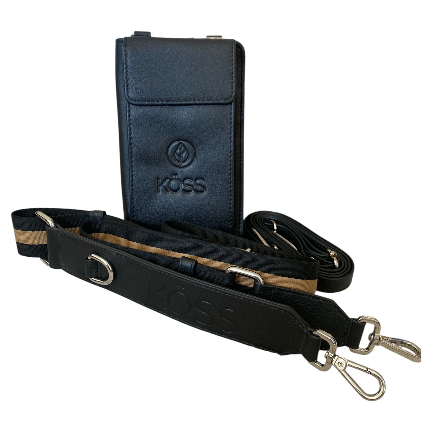 Sac Élégance Compact antivol en cuir - Noir (comprenant 2 sangles)