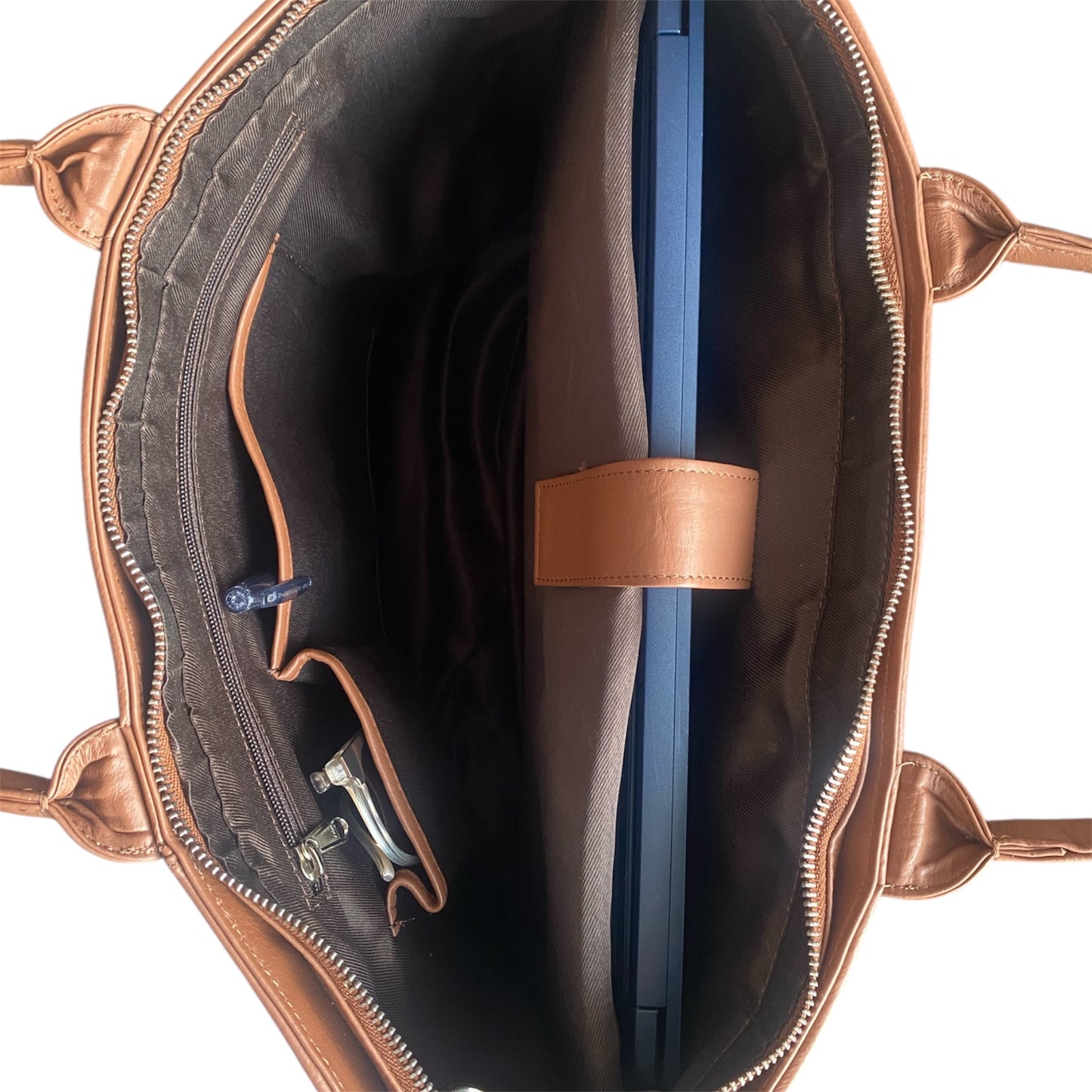 Tote bag en cuir pour ordinateur portable - brun