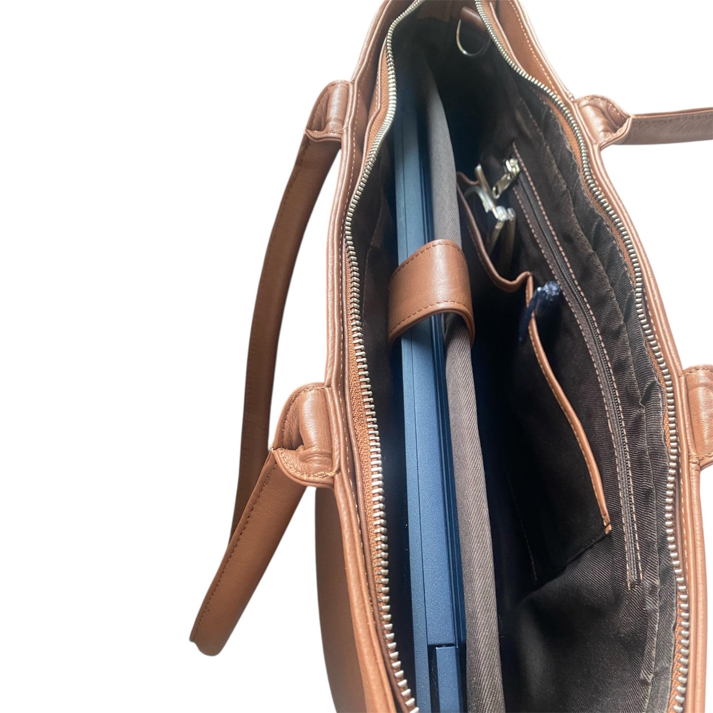 Tote bag en cuir pour ordinateur portable - brun