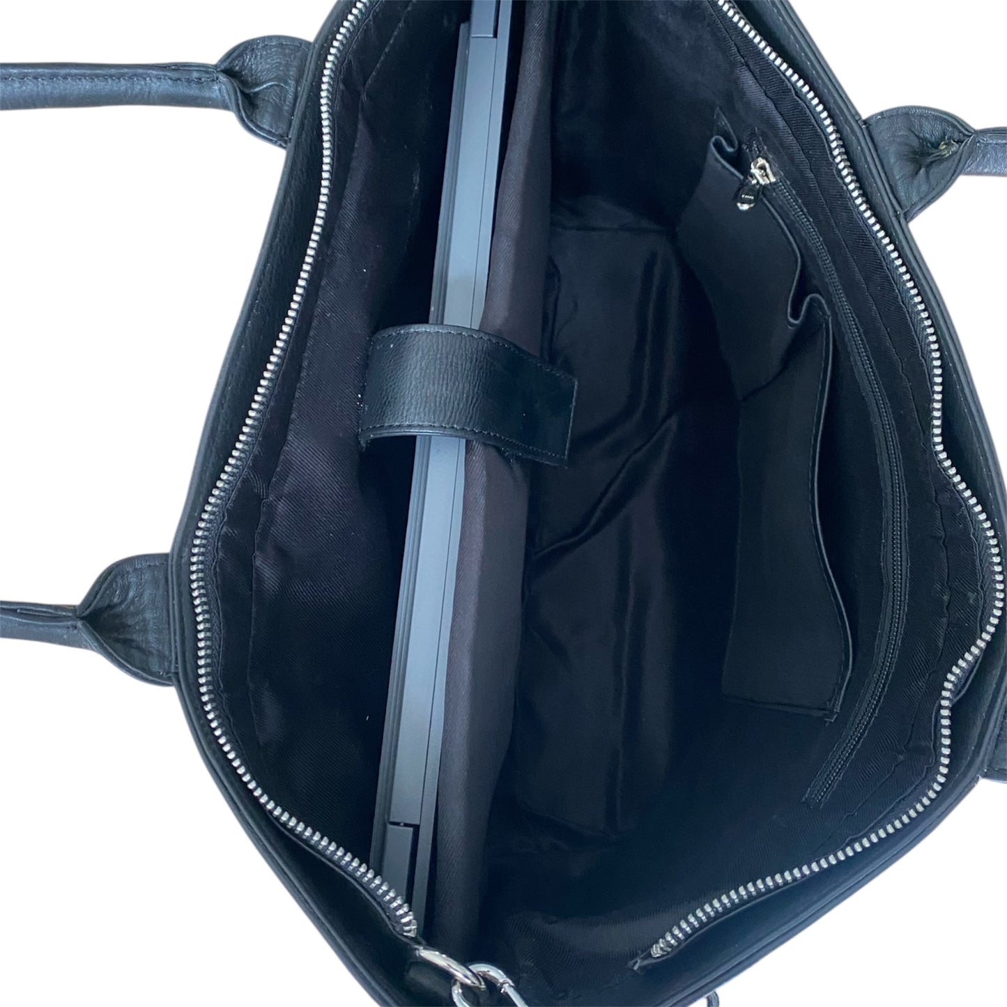 Tote bag en cuir pour ordinateur portable - Noir