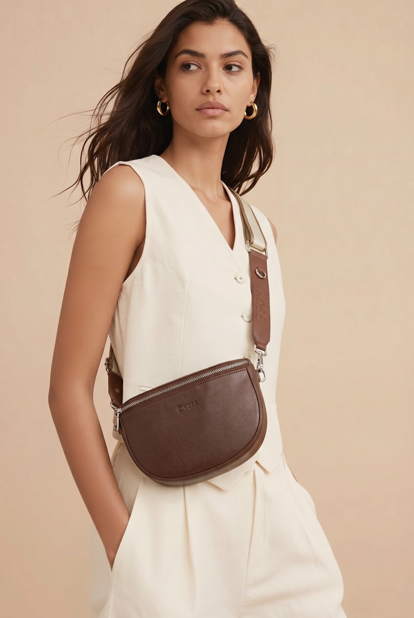 Sac demi-lune marron