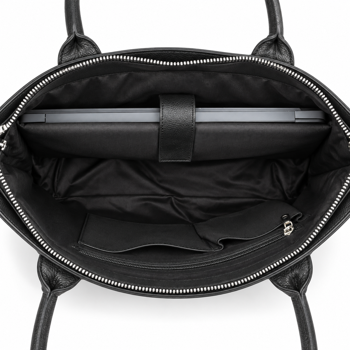 Tote bag en cuir pour ordinateur portable - Noir
