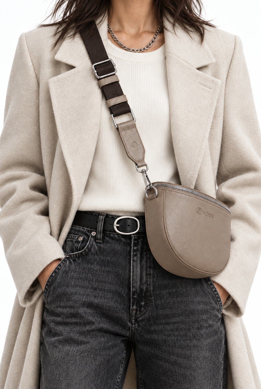 Sac demi-lune beige