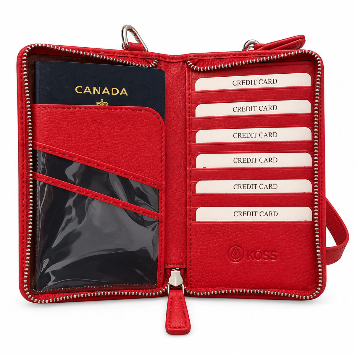 Sac Élégance Compact antivol en cuir - Rouge (comprenant 2 sangles)