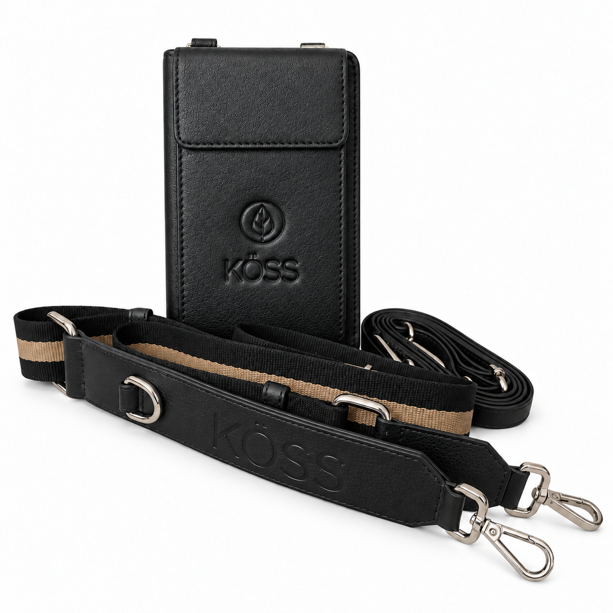 Sac Élégance Compact antivol en cuir - Noir (comprenant 2 sangles)