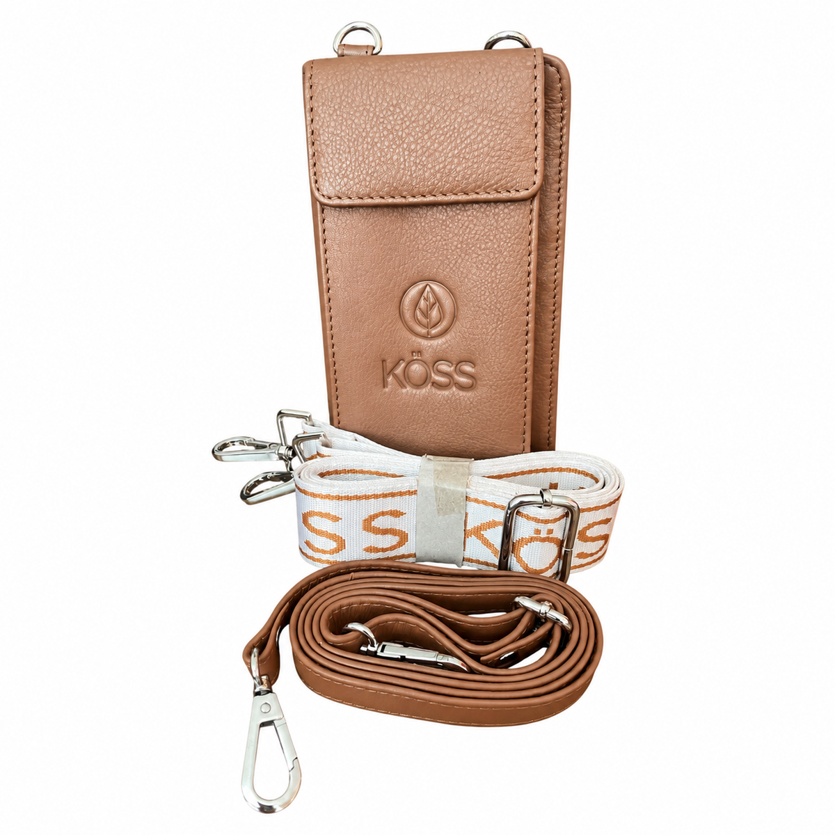 Sac élégance compact en cuir brun - Comprenant 2 sangles