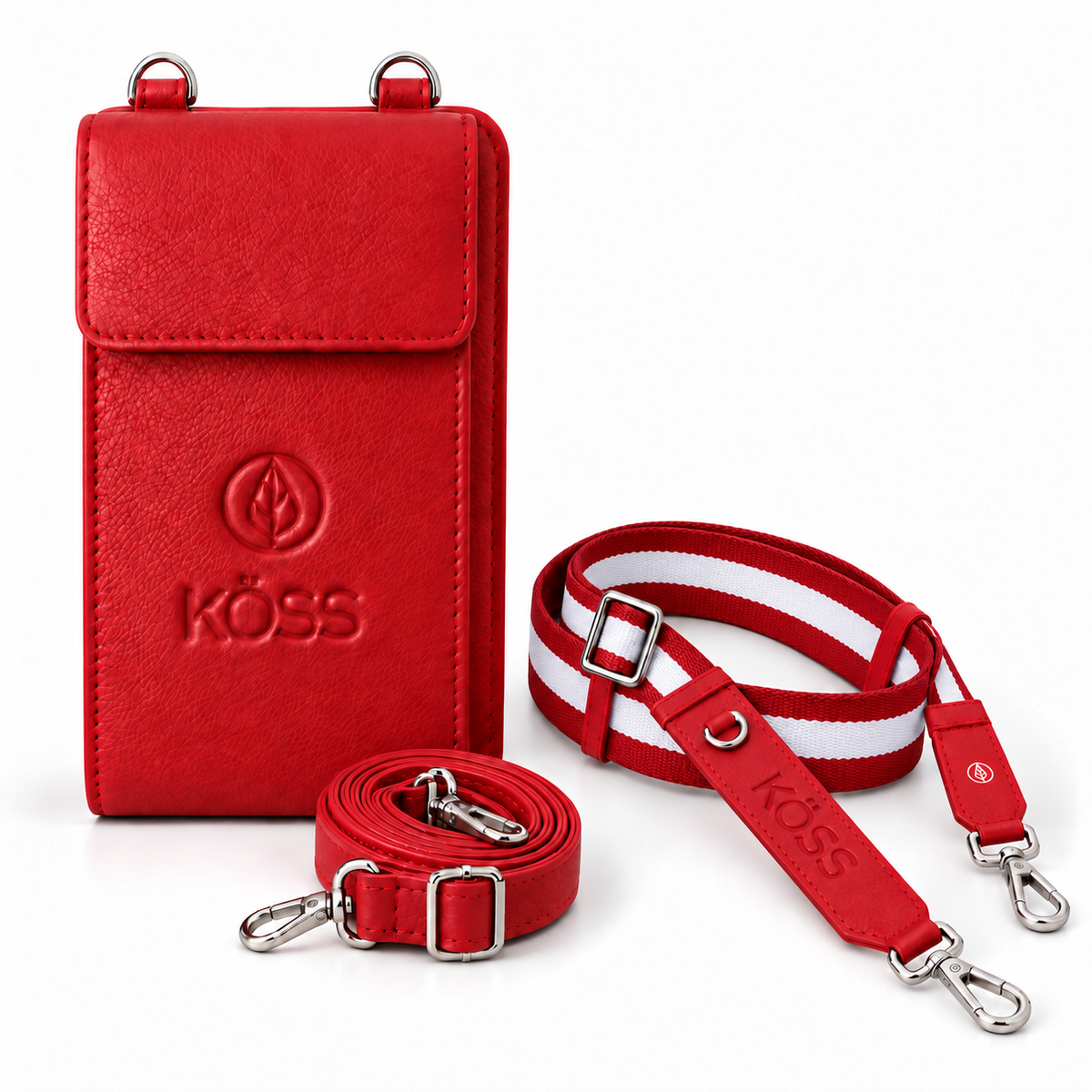 Sac Élégance Compact antivol en cuir - Rouge (comprenant 2 sangles)