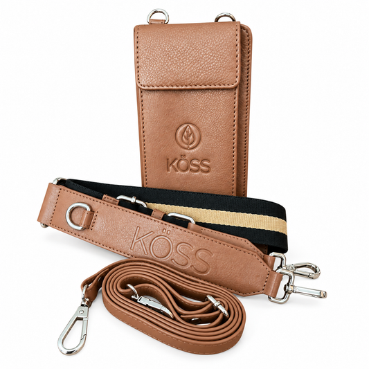 Sac élégance compact en cuir brun - Comprenant 2 sangles