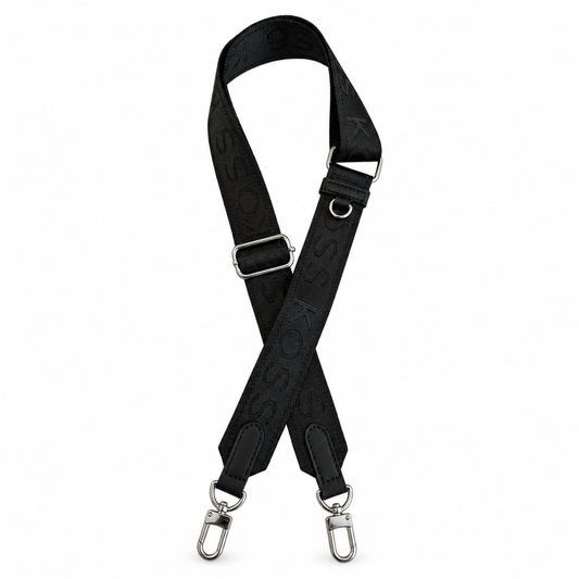 Bandoulière de luxe noire ton sur ton