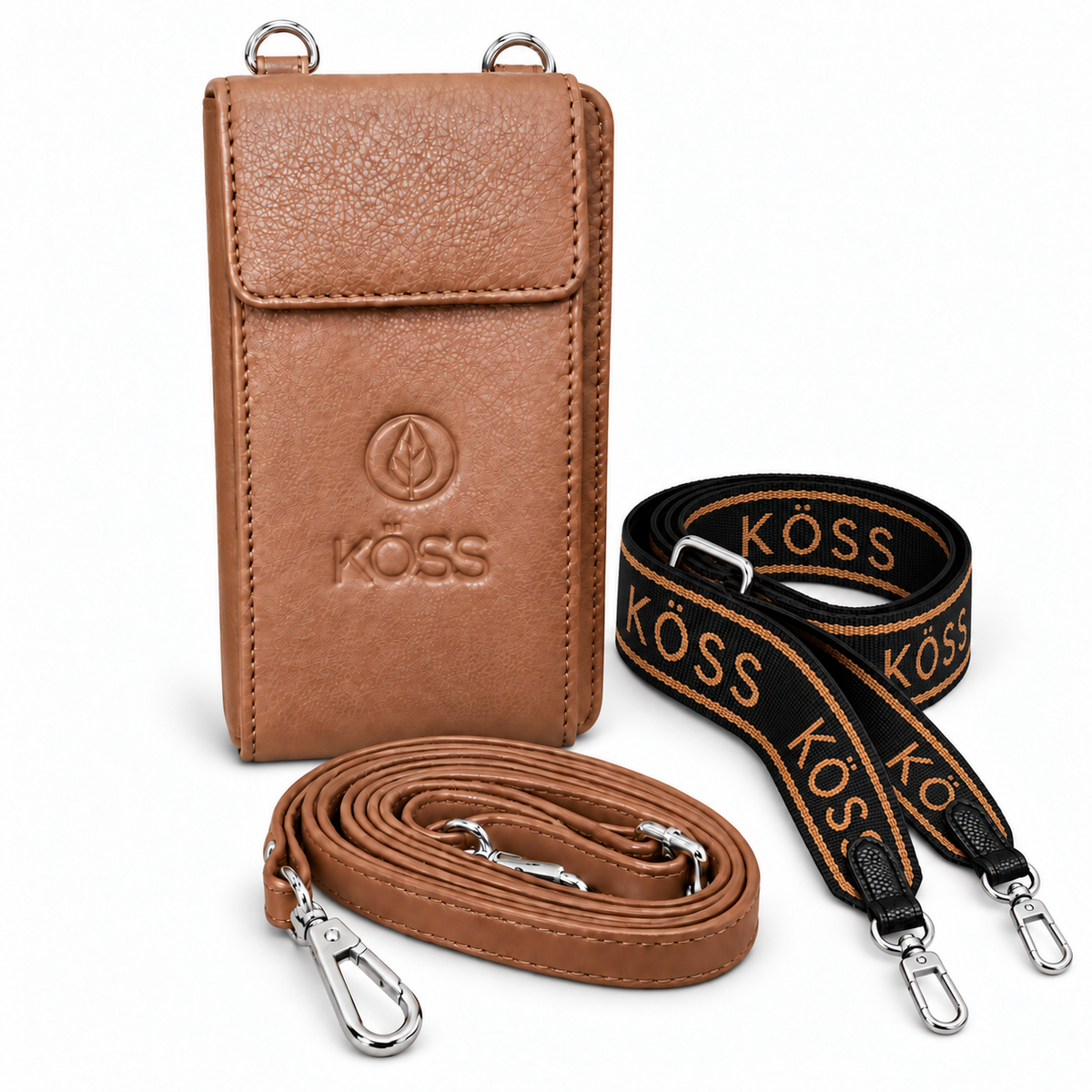 Sac élégance compact en cuir brun - Comprenant 2 sangles