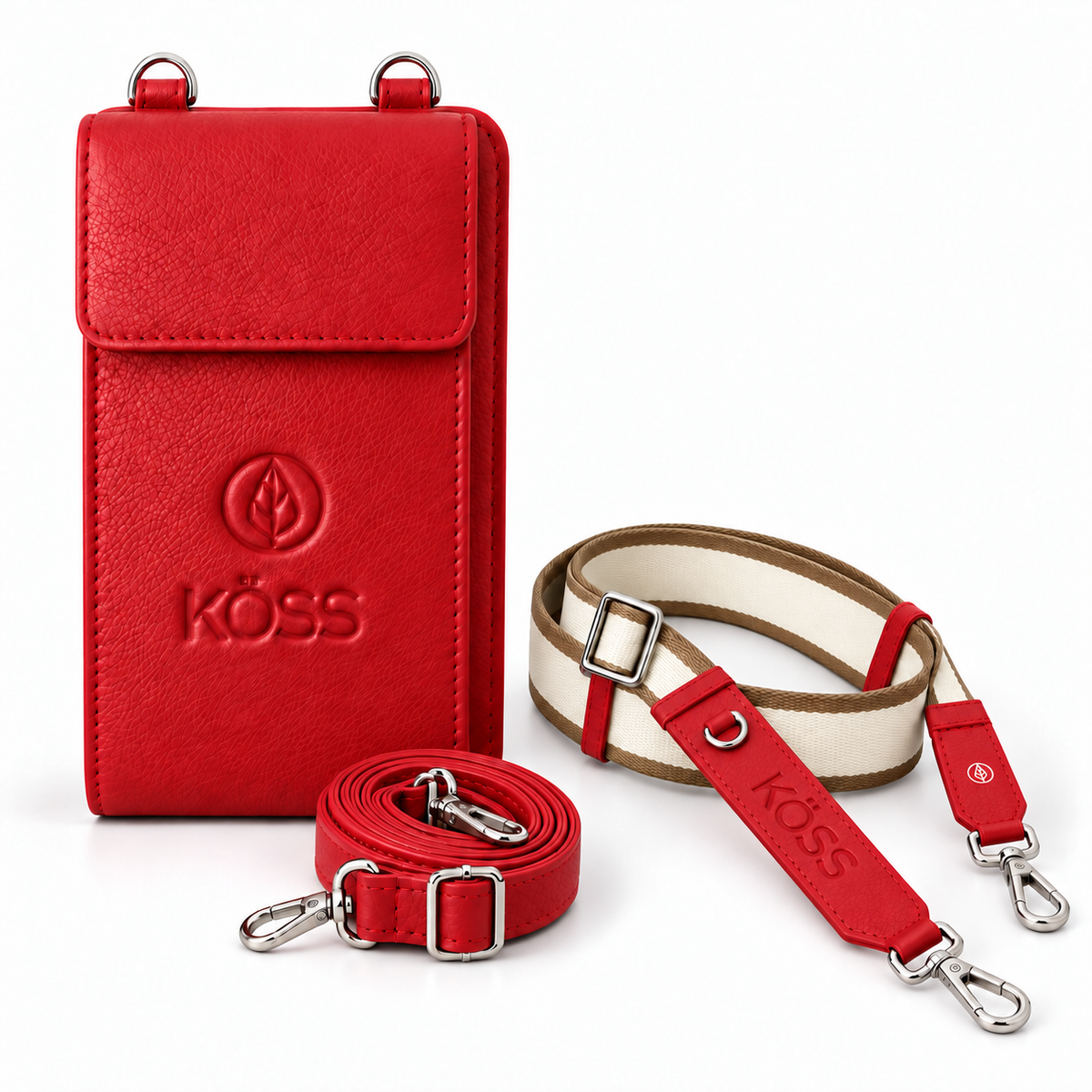 Sac Élégance Compact antivol en cuir - Rouge (comprenant 2 sangles)