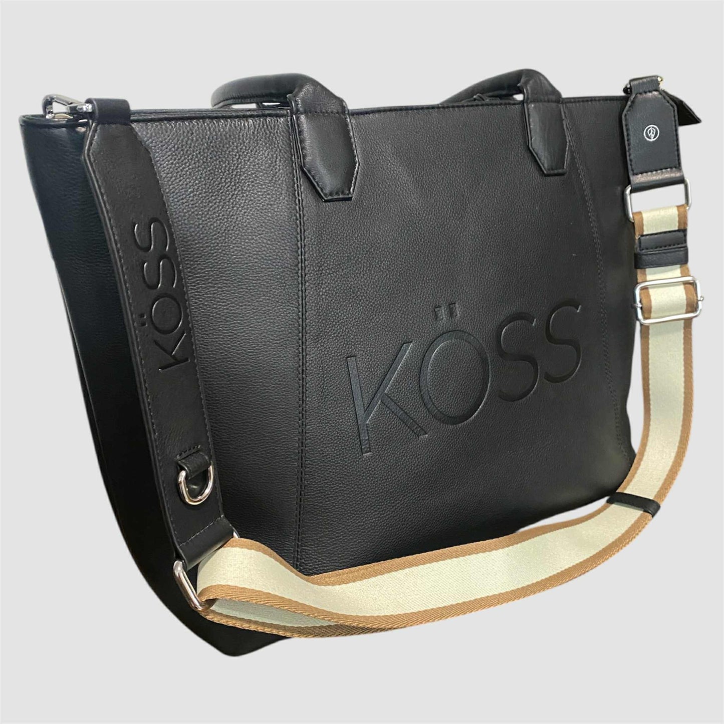 Tote bag en cuir pour ordinateur portable - Noir