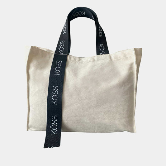 Tote bag en toile beige - Ruban KÖSS 1 côté