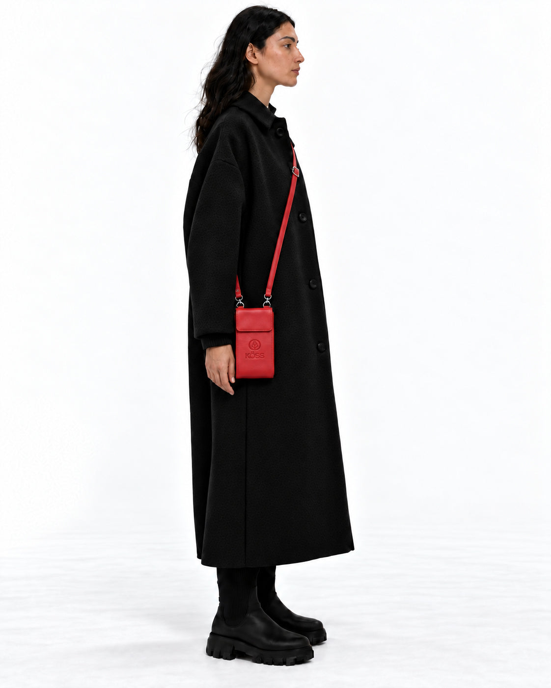 Sac Élégance Compact antivol en cuir - Rouge (comprenant 2 sangles)