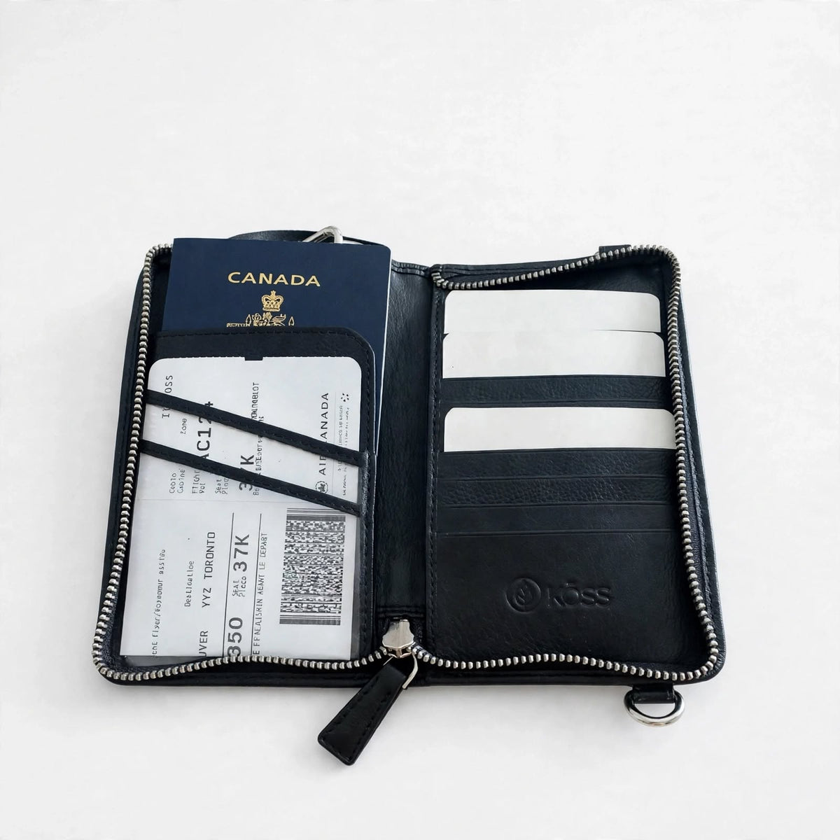 Sac Élégance Compact antivol en cuir - Noir (comprenant 2 sangles)